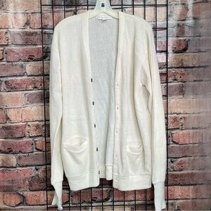 Geoffrey Beene cardigan 6 button cream sweater men’s size medium